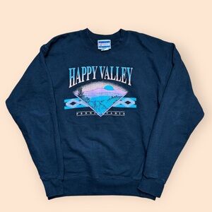 Vintage Happy Valley Y2K Crewneck Sweatshirt Small Black Vtg 2000s